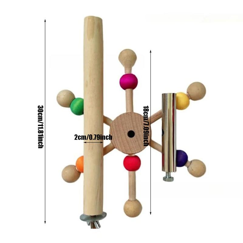 

Игрушка с вращающимися шариками, деревянная интерактивная подставка для птиц, красочная игрушка для кормления попугаев, вращающаяся игрушка-мельница для неразлучников