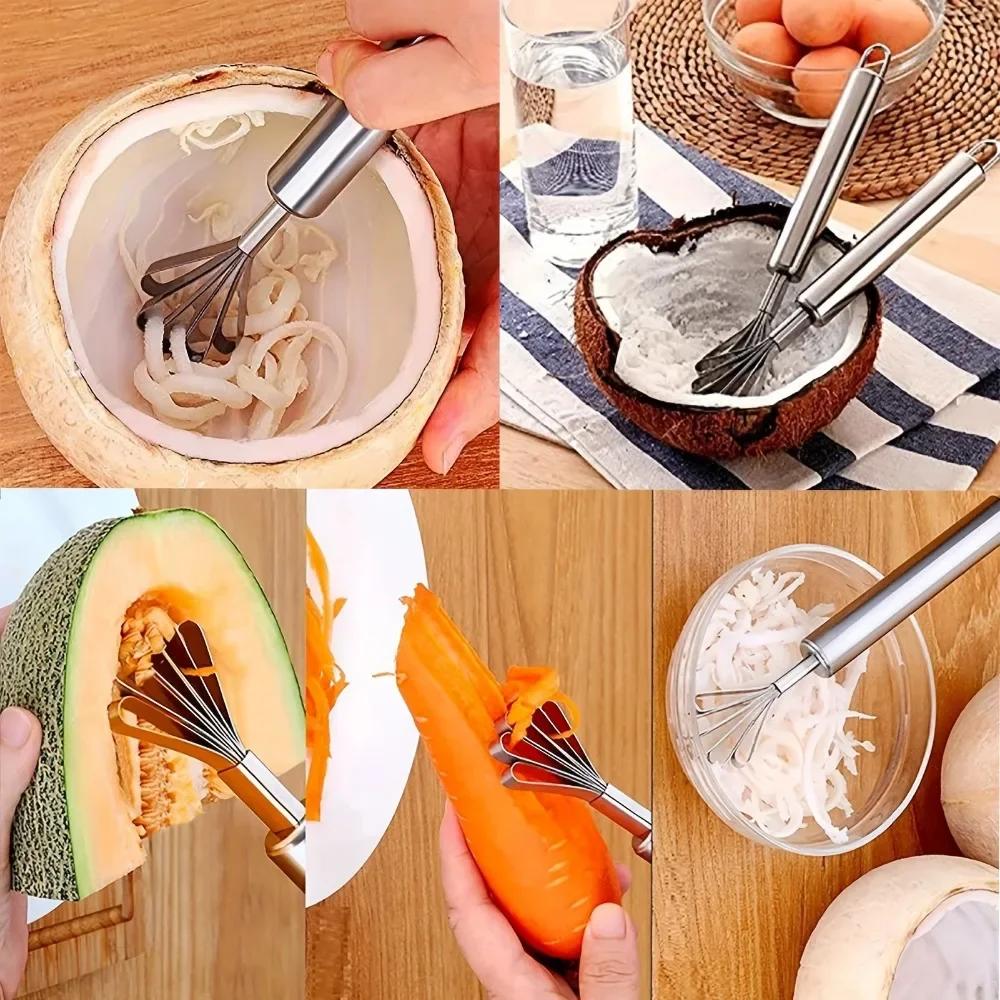 Stainless Steel Coconut Shredder Melon and Fruit Seed Remover Coconut Meat Scraper Fish Scale Planer Fruit Spoon Planer