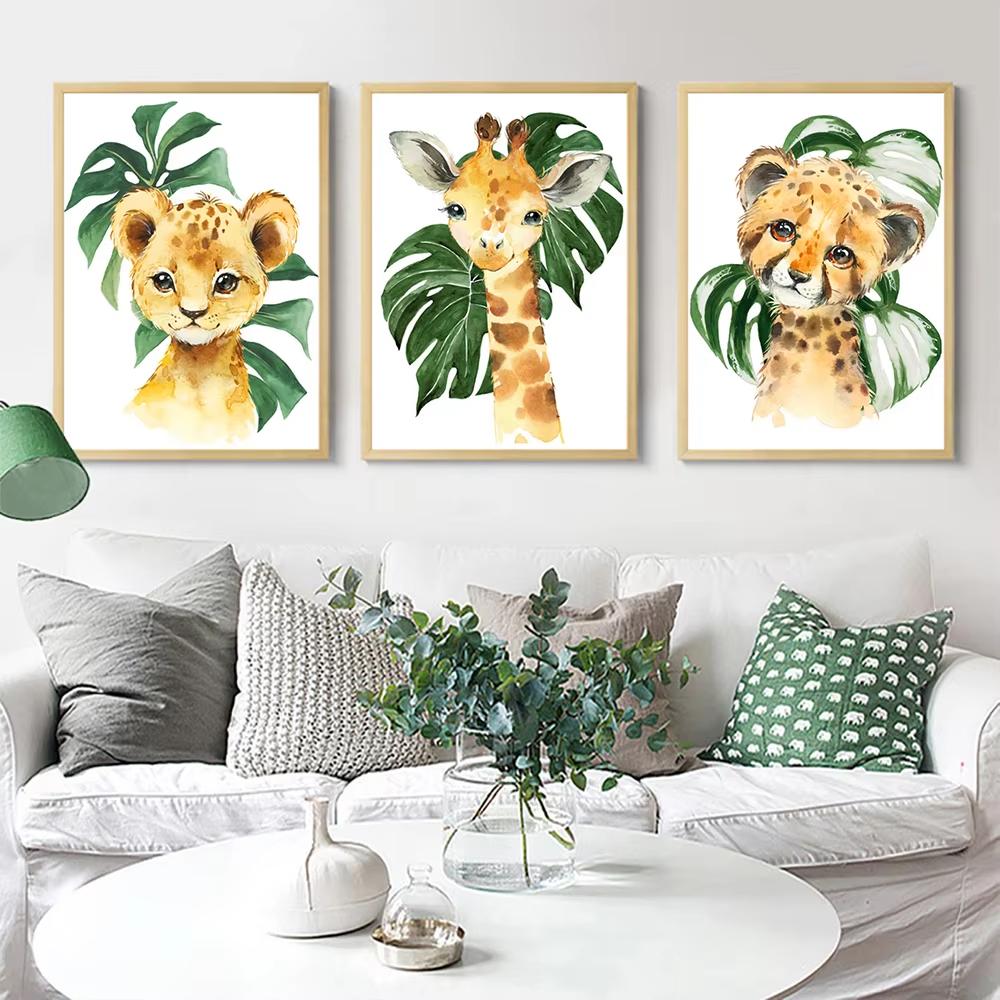 Multifilm Loomade Teemantmaal Taim Leht Lõvi Sebra Kaelkirjak Elevant Teemanttikandid Ristpistes Baby Kids King Home Decor