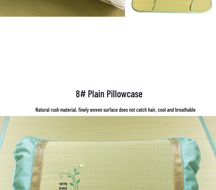 Free Shipping: Cool Straw Mat Pillow Set - Natural Cattail Grass, Orchid Design, Pair (2 Strips), Summer Cooling Pillowcase for Adults