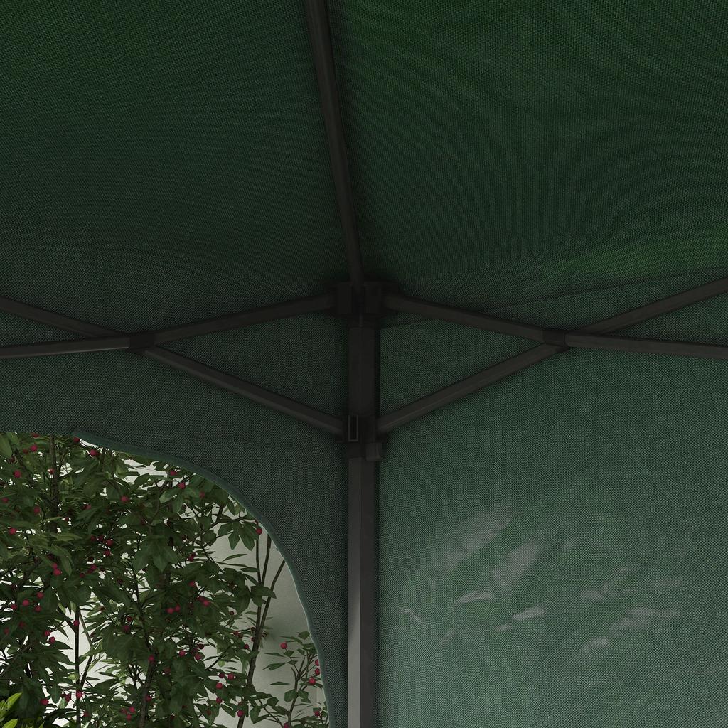 Garden Gazebo 3x3 M With Adjustable Height 1 Side Wall Waterproof 4 Sand Bags And Carry Bag Green