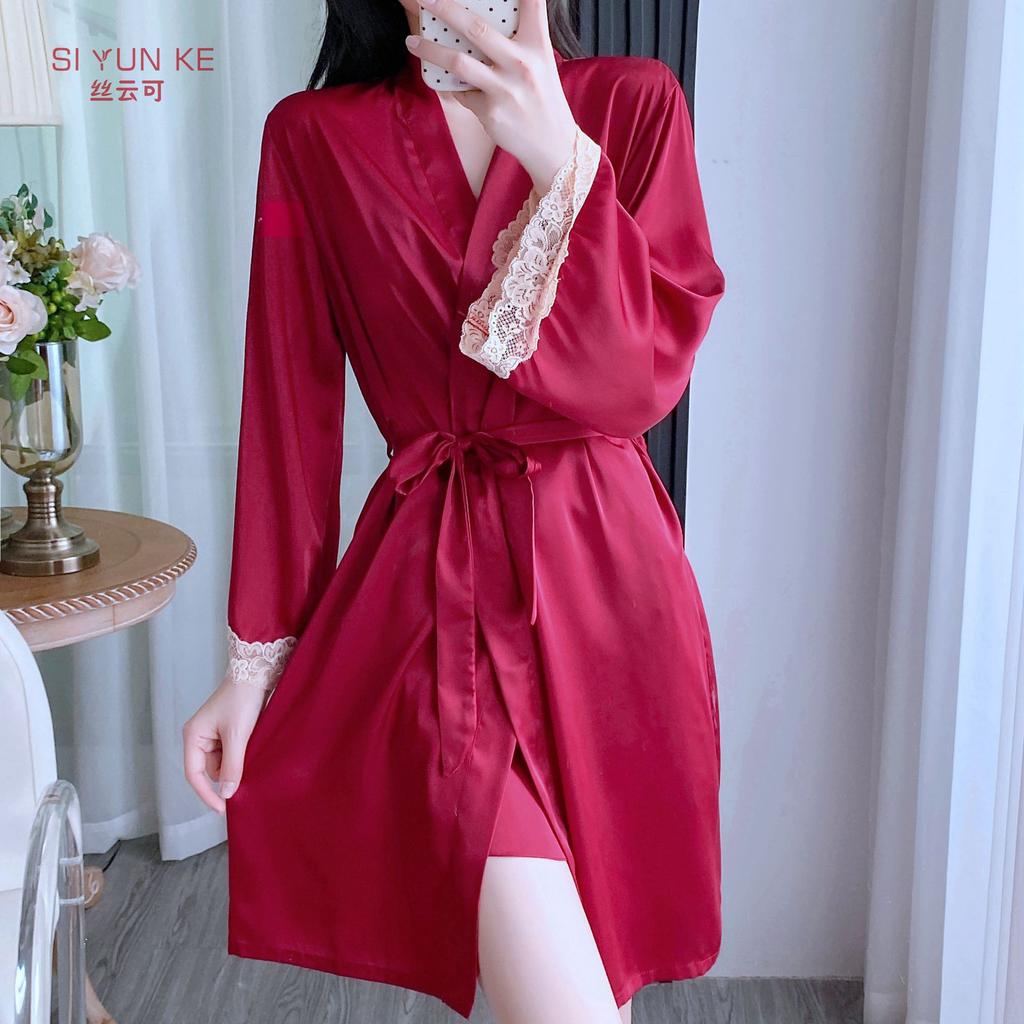 Sexy pajamas women's summer 1011 new ice silk thin lace nightdress with chest pad sexy temptation suspender skirt