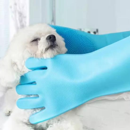 Pet Cleaning Gloves, Anti-Slip Pet Grooming Gloves, Silicone Soft Tooth Bathing Massaging Gloves, Multipurpose Glove for Pet Care And Household