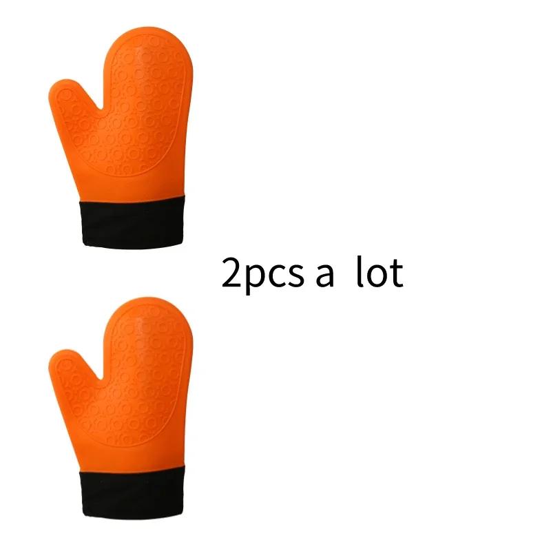 Bestseller Roter Silikon Küchen Ofenhandschuh Topflappen mit Extra Langem Canvas Ärmel Steppung zum Grillen und BBQ