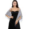 Women's Triangle Lace Shawl with Tassels Waved Shoulder Wrap Shawl Scarf for Bridal Gowns and Evening Parties