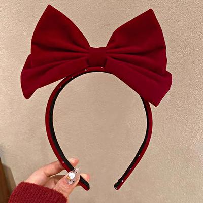 1 Pcs Red Bow Christmas Headbands for Women Girls,Velvet Big Bow Hair Hoop Cosplay Hair Accessories Festivals Headdress