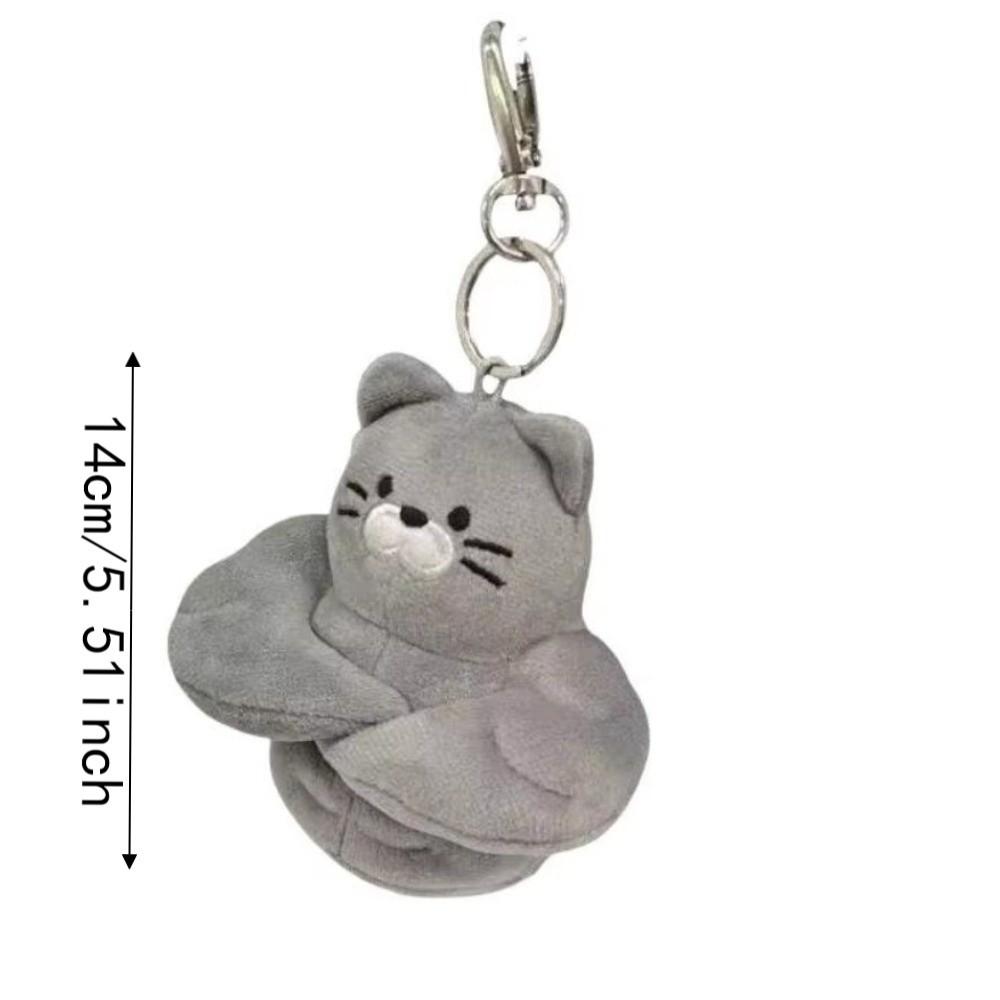 Fluffy Cat Plush Pendant Soft Cartoon Plush Keyring Cute Muscle Cat Plush Keychain  Men