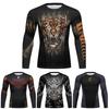 Mens Quick-Dry Long Sleeve T-Shirt Breathable Sport Tee With Animal Print Slim Fit Fall Winter