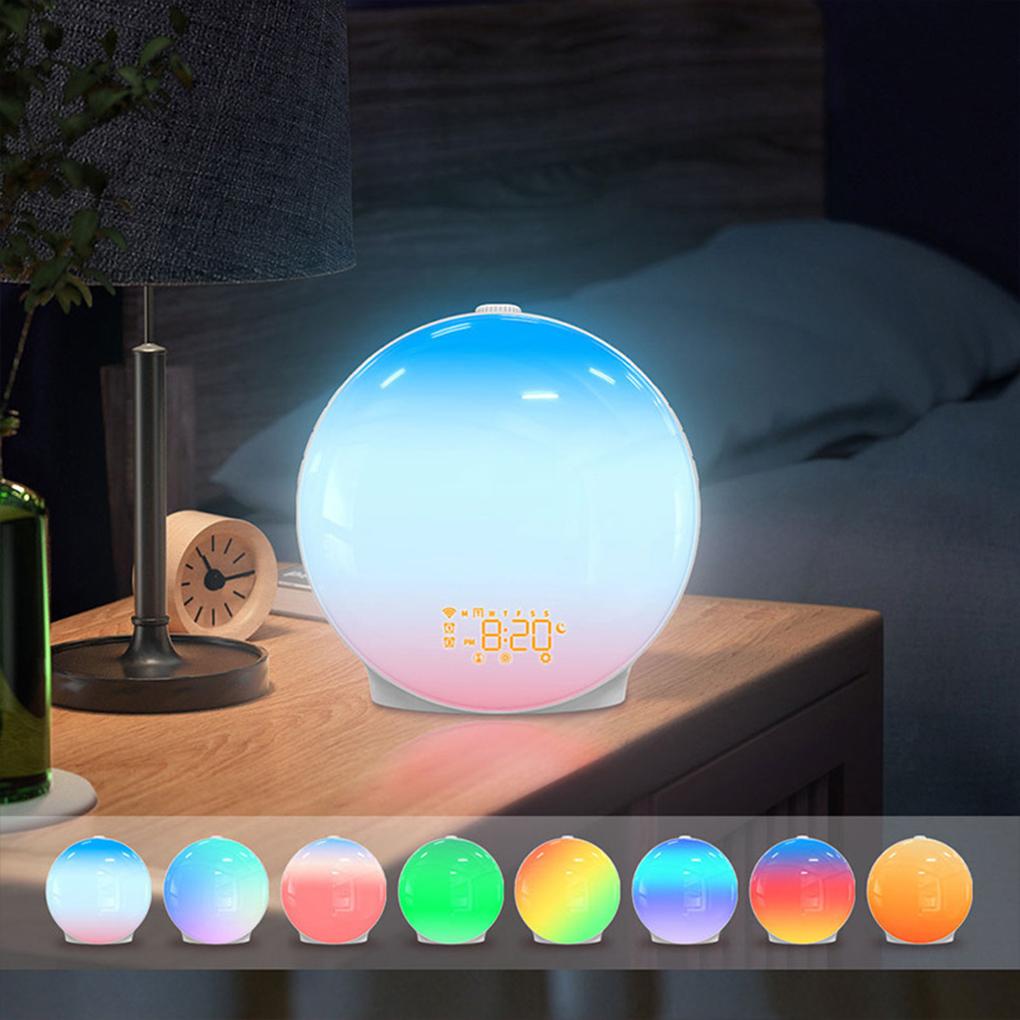 Multifunction Wake Up Light Sunrise Alarm Clock Sunrise/Sunset Simulation Digital Clock with Night Light FM Radio Desk Clocks