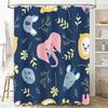 Animal Pattern Shower Curtain Blue Dark Navy Fabric Print Decorative Bathroom Accessories