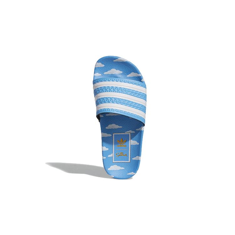 adidas Originals ADILETTE J Comfortable Abrasion Resistant Abrasion Resistant Kids' Slippers White Blue Teenagers GZ3690