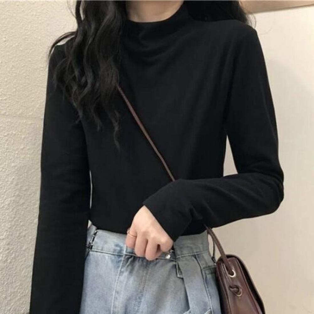 Navava Women Solid Inner VelveT Half Polo Long Sleeve T shirT nT3117
