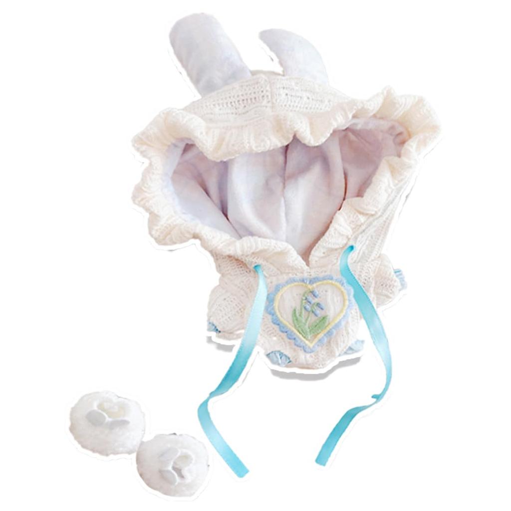 Plush clothes, bunny ears costume and bunny ears shoes set for stuffed animals, for 10-15cm, favorite goods, light blue, blue [used]