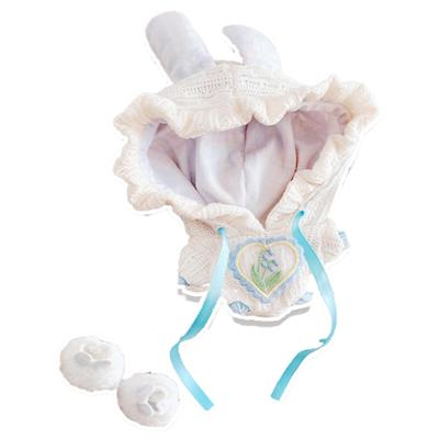 Plyšové oblečenie, kostým zajačích uší a set topánok so zajačími ušami pre plyšové zvieratá, pre 10-15 cm, obľúbený tovar, svetlomodrá, modrá [použité]