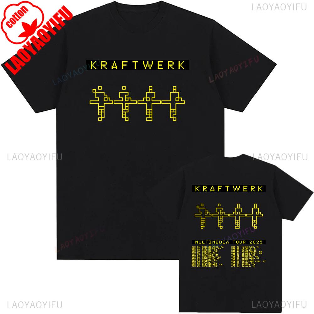 Electronic Band KRAFTWERK Tshirts Cotton Short Sleeve Unisex Tshirt Summer Round Neck Hip Hop Tops Streetwear Unisex Cotton Shirt