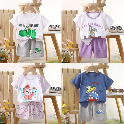 2025 Neuer Kinder Kurzarm Anzug Baumwolle Mädchen Sommerkleidung Jungen T-Shirt Babykleidung Koreanischer Stil