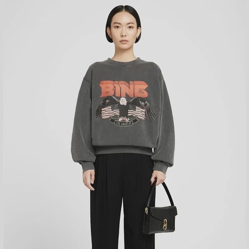 

Женский свитер North American AB Classic White Ink Eagle 2023 года Large черный серый