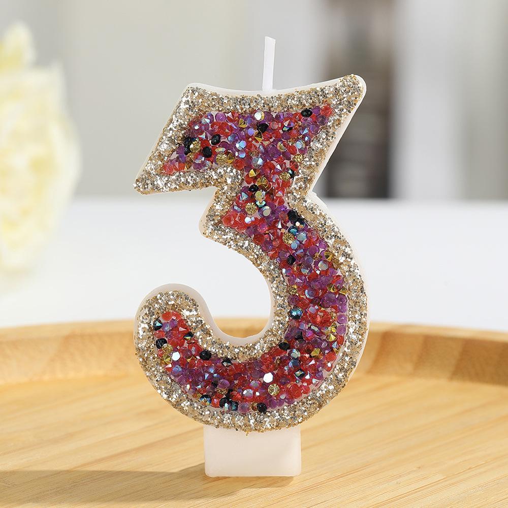 Champagne Glittering Seven-Color Luxury Number Candles for Birthdays