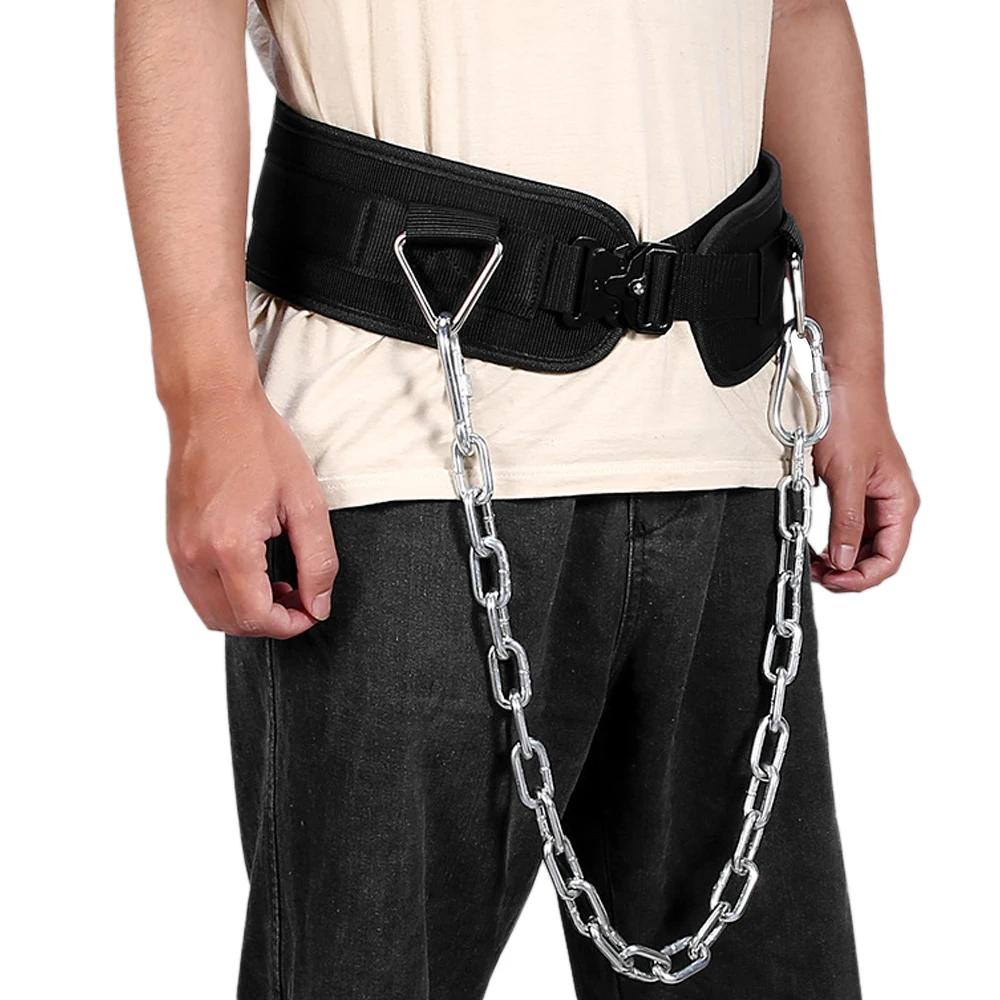 Dip Belt For Weightlifting Gym Workout Pull Ups Belt With Chain Neoprene Waist Crossfit Training Belt For Weight Lifting