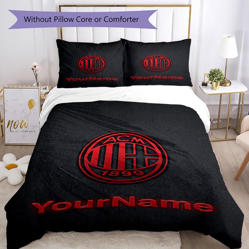 Ac Milan Personalizza il tuo nome Set Biancheria da Letto Copripiumino Traspirante con Federe Decorazione per la Casa Regalo di Compleanno