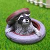 6cm Raccoon Ornament Resin Under Manhole Cover Garden Decor Miniature Resin Imitation Animal Figure Statue Home Yard Decoration