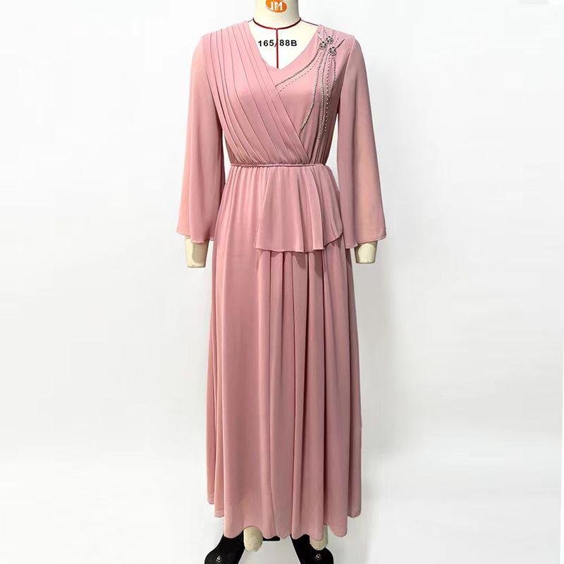 Fashion Hand Sewing Drill Elegant Pleated Waist Tight Dress Pleated Hand Sewn Diamond Dress