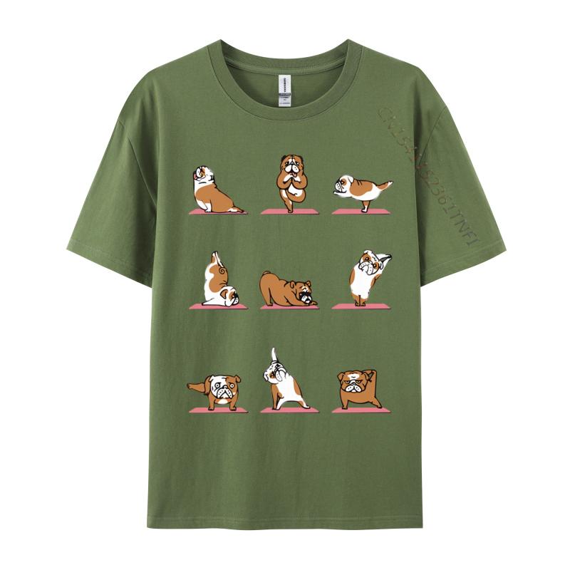 Englische Bulldogge Yoga Vintage T-Shirt Schwarzes T-Shirt Gutscheine Geburtstag Herren T-Shirt Slim Fit Grafik-T-Shirt Baumwolle