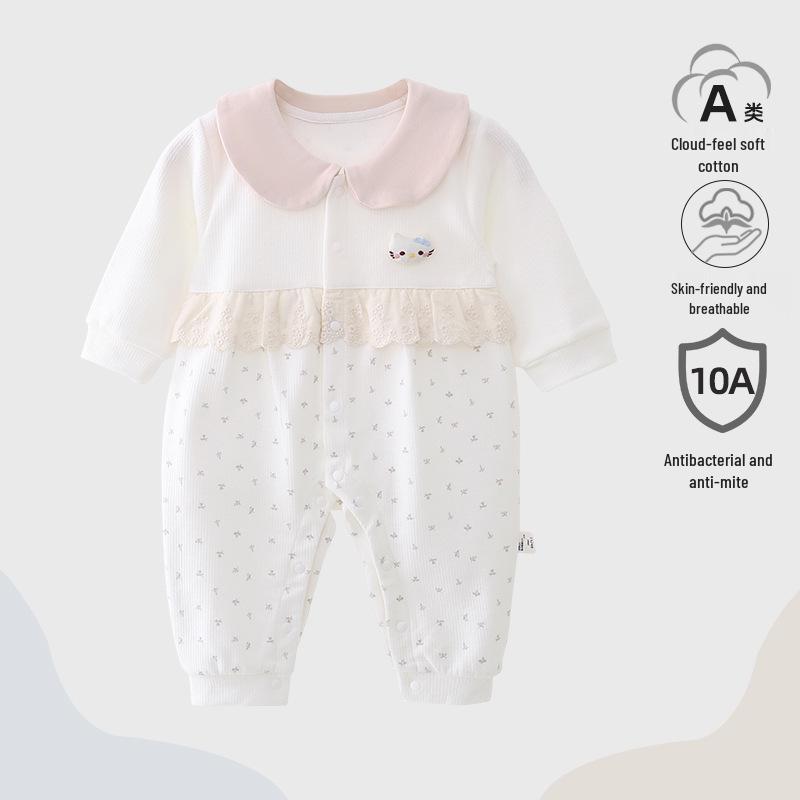 Nation's Top-Selling: Antibacterial Cotton Baby Bodysuit for Spring & Autumn - Long Sleeve, Perfect for Crawling & Home Wear.