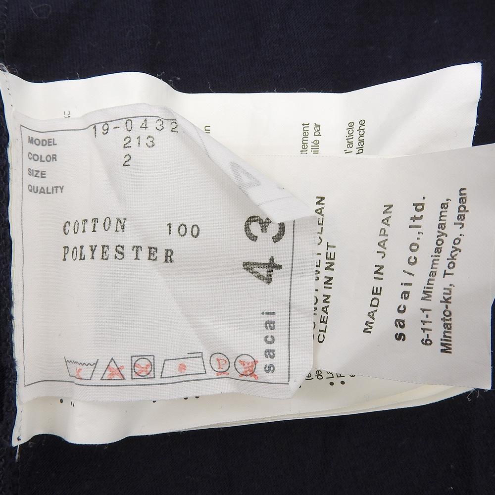 sacai Excellent condition women's docking T-shirt, navy and green, size 2, 19-04324, 19Stainless Steel tops 2 Navy x greenUsed