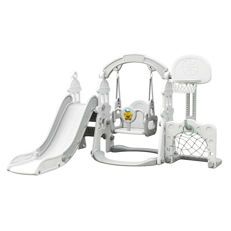 Kids Indoor/Outdoor Playset with Slide, Swing, and Basketball Hoop for Home or Kindergarten Playground