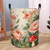 1pc Foldable Laundry Basket with Spring Floral Garden Design, Round Storage Container for Clothes And Miscellaneous Items, Closet Organizer Suitable F