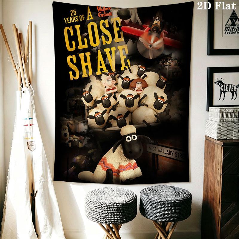 Shaun the Sheep Wall Hanging Printed Fabric Blanket Decorative Tapestries for Bedroom Living Room Home Decor