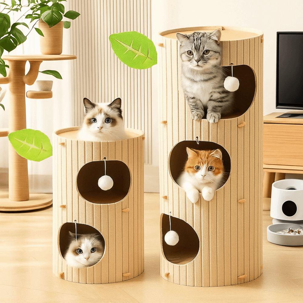 Tree Hole Cave Cat Bed Multi-layer Cats Tunnel Condo Cat Castle House  Scratching/sleeping/playing