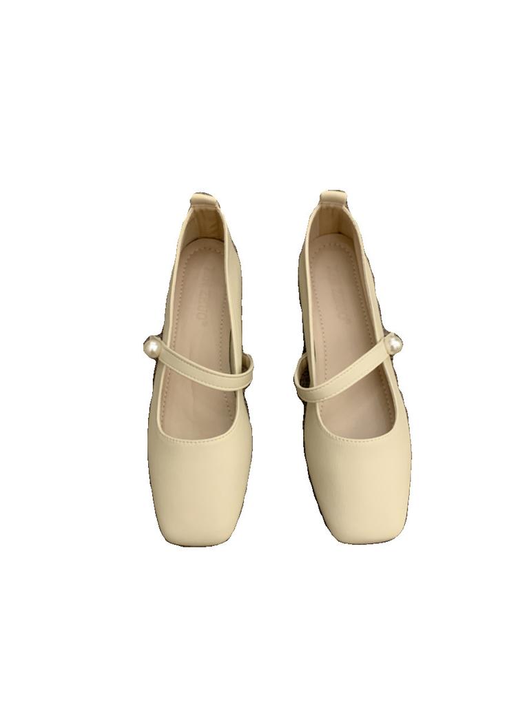 Square head Mary Jane shoes women's shoes spring and autumn 2025 new thick heel with French style with skirt temperament single shoes