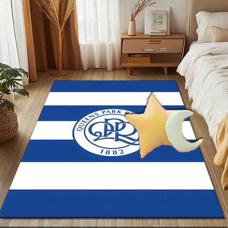 Queens Crest Football Rug for Living Room, Game Rooms, Office, Bedroom, Office Floor Mat Playful Design, fan gifts Christmas decor