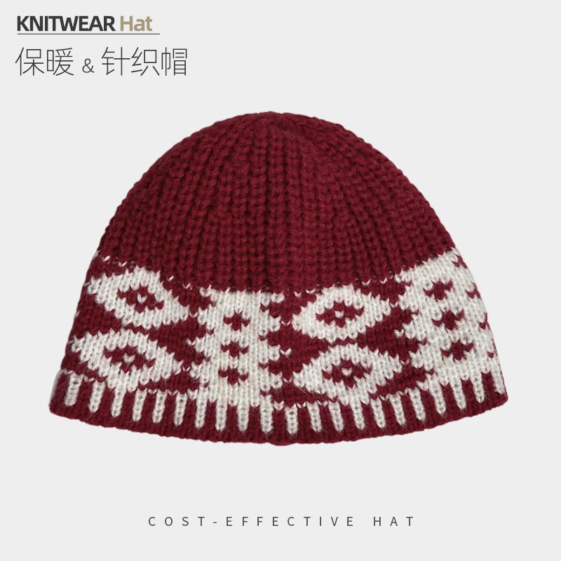 Wool Textured Knitting Beanie Women Cap Ear Protection Loose Fit Seasons Cold