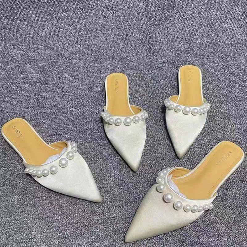 Fashion Pointed Toe Women Flats Slippers Casual Fashion Mules Shoes Summer Woman Sandals Designer Brand 2025 Trend Dress Mujer Zapatos