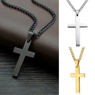 Vintage Kreuz Anhänger Halskette Edelstahl Halskette Neues Design Schwarze Kette Anhänger Halskette Männer