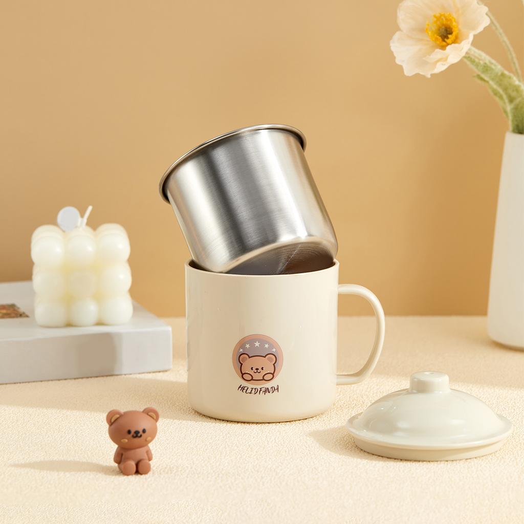 Cute Pattern Water Cup For Kid 304 Stainless Steel Tumbler Durable Drinking Mug With Lid 410ML Detachable Coffee Mug
