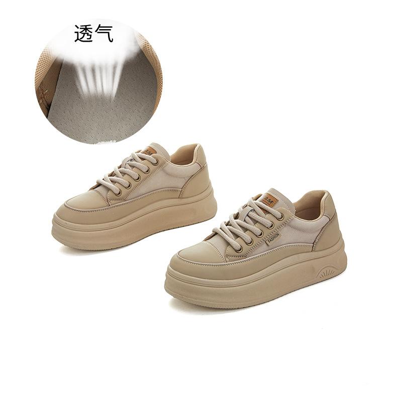 Large Size 41 Small Size 34 Leather Retro Little White Shoes 2025 Autumn New Thick Baseplate Shoes Women's Versatile Sports Women's Shoes