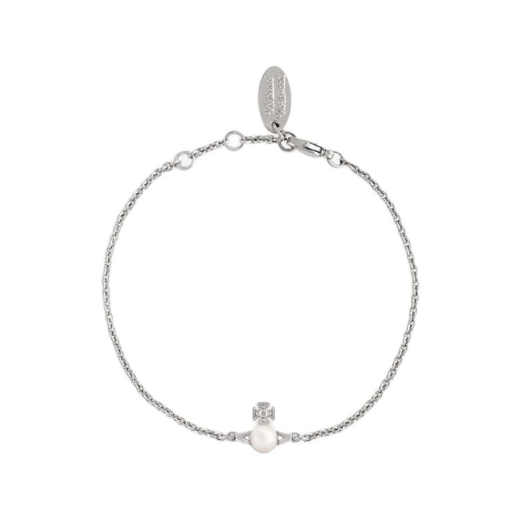 Vivienne Westwood Balbina Bracelet Elegant Mini Pearl Bracelet Women bracelet Silver 6102017702P118P118