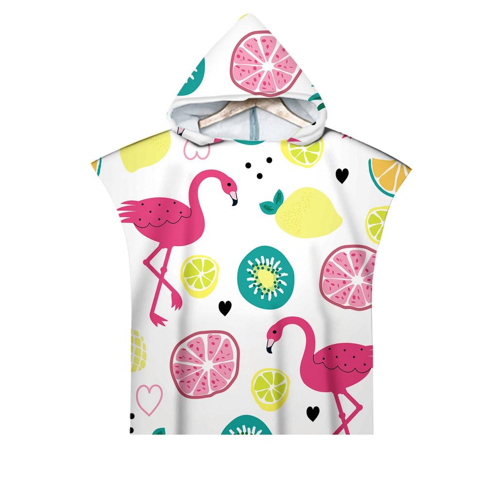 Tropisches Flamingo Kapuzen Strandtuch Umkleidetuch, Bademantel, Sporttuch für Erwachsene Kinder Schwimmen, Strand, Surfen, Tauchen, Baden