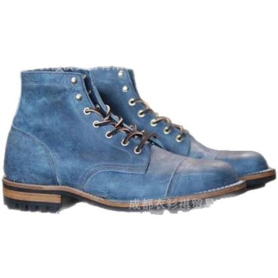 Scarpe Casual da Uomo Retro Tacco Basso Tacco Quadrato Punta Quadrata Cinturino Sottile Stivaletti Corti Versatili Stivali Martin Scarpe da Uomo