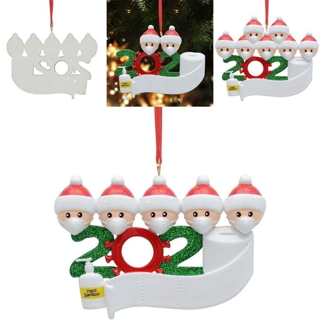 2020 Xmas Tree Ornaments Featuring Santa Claus With Mask And Diy Family Name