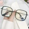 Woman Large Square Frame Glasses Ins Girl Fashion Transparent Reading Glass High-Definition Anti-Blue Light Computer Eyeglasses