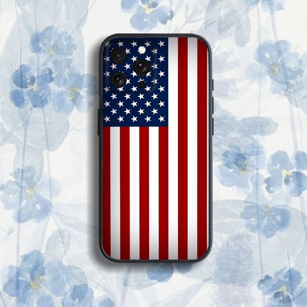 America U-USA F-Flag Phone Case For iPhone 17,16,15,14,13,12,Pro,Max,Plus,E,SE4,Air,Mini Black Soft Box