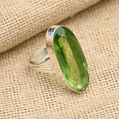 Wunderschöner grüner Amethyst-Edelstein, handgefertigter Schmuckring aus 925er Sterlingsilber für Sie