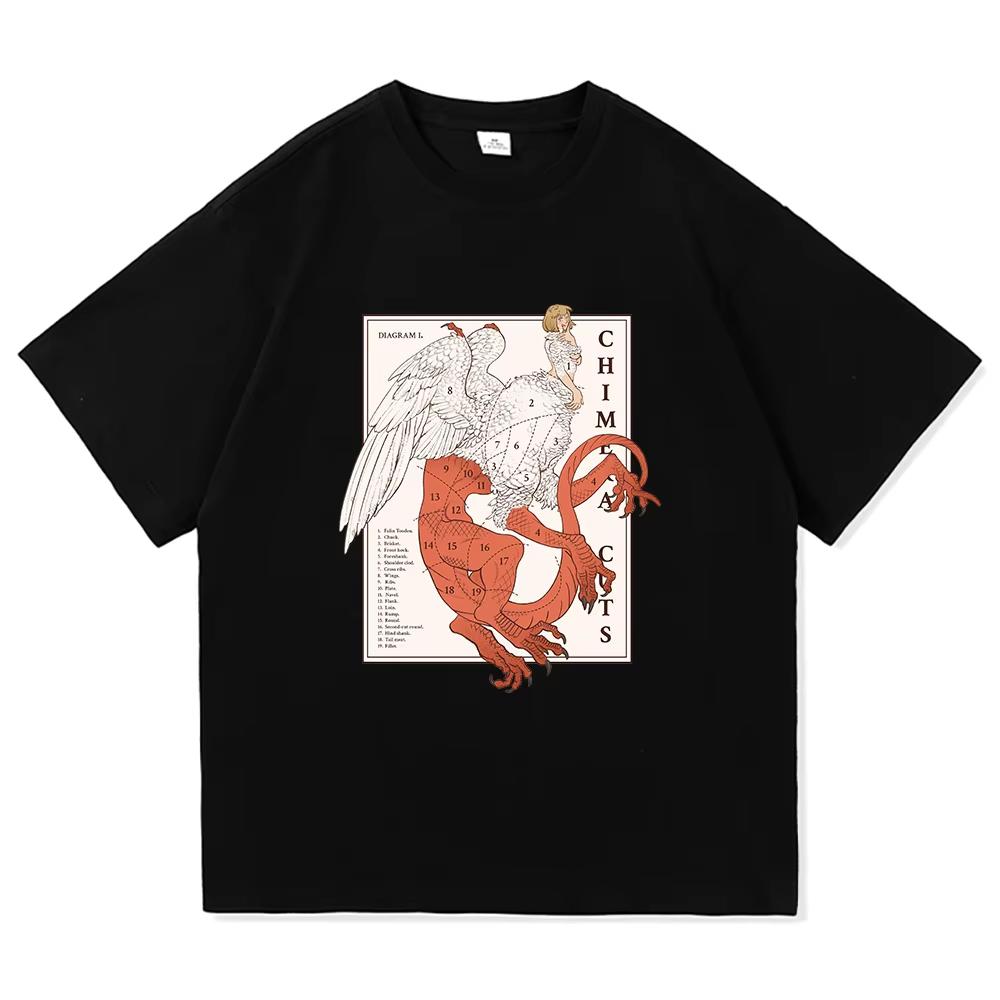 Vintage Lavé Délicieux dans le Donjon Donjon Meshi Laios Touden Falin Anime Imprimé T-shirt en Coton Hommes Femmes Tee Été Décontracté Mode Vêtements Hauts