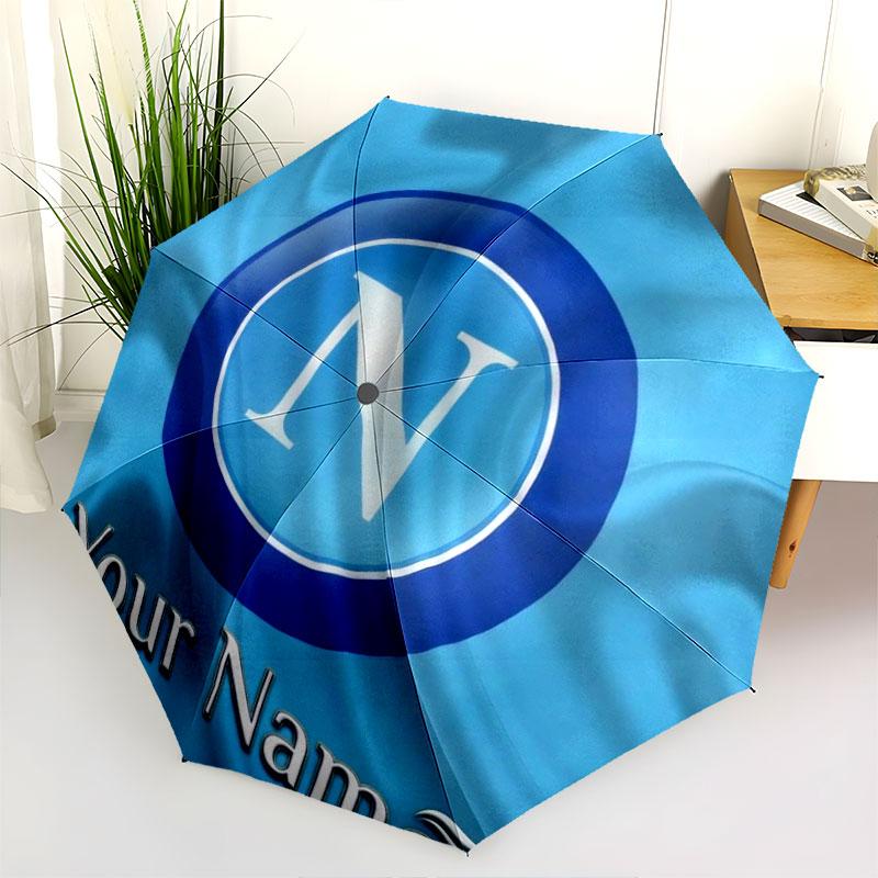 1 PC Automatic Folding Umbrella - SSC Napoli Custom Name Pattern, Portable & Foldable Design with 8 Ribs, Christmas Birthday Gifts