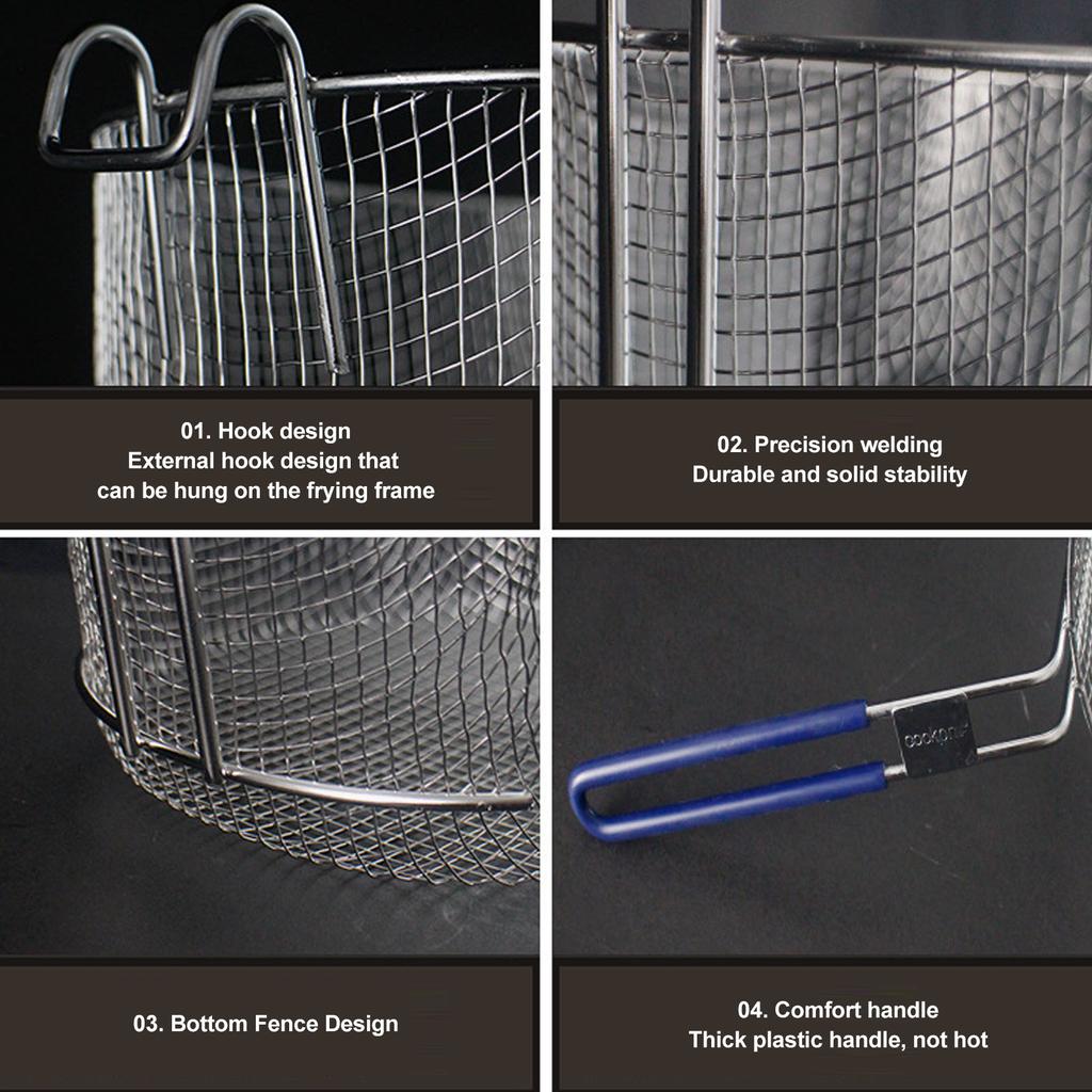 Fry Basket Frying Net Frying Basket Stainless Steel Long Handle Reusable Rust Resistant Fry Net for Fish Chicken Nuggets Fry Net